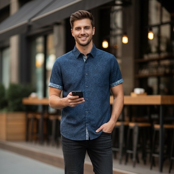 Robert Graham Men’s short sleeve classic button down blue paisley print shirt XL - Picture 8 of 8